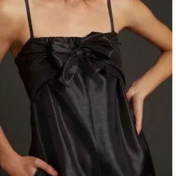 Anthropologie - hutch Satin Bow-Tie Jumpsuit black size M - Picture 2 of 10